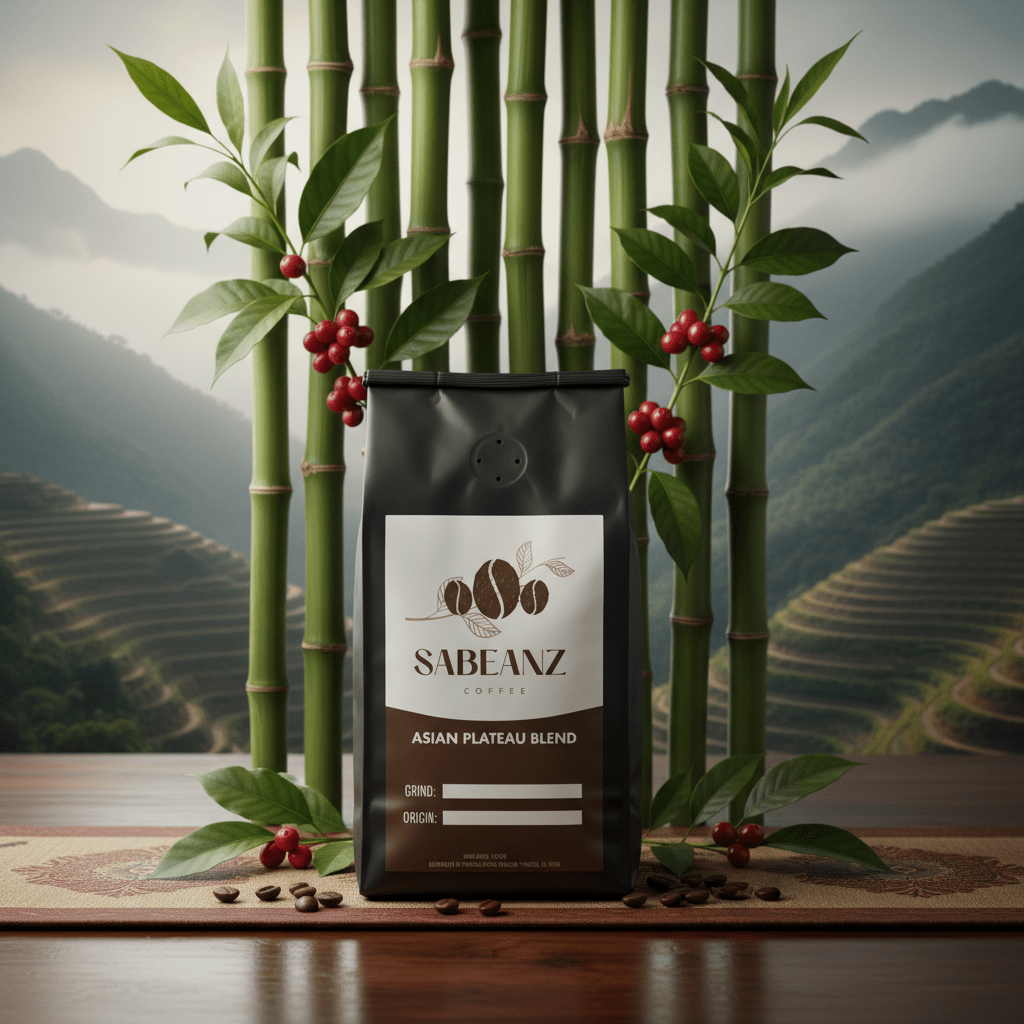 Asian Blend Medium Roast Coffee Ground/Whole Bean - Multiple Sizes - Earthy Notes - Sabeanz Coffee & Tea