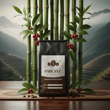 Asian Blend Medium Roast Coffee Ground/Whole Bean - Multiple Sizes - Earthy Notes - Sabeanz Coffee & Tea