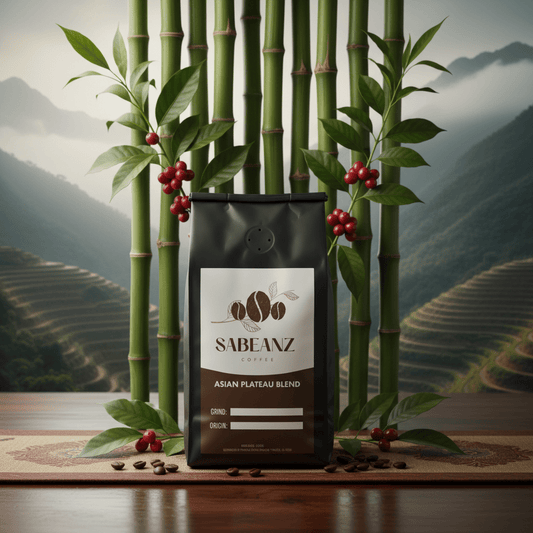 Asian Blend Medium Roast Coffee Ground/Whole Bean - Multiple Sizes - Earthy Notes - Sabeanz Coffee & Tea