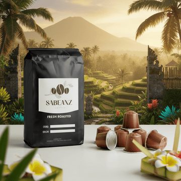 Bali Single Origin Medium Roast Coffee Pods - 12 Pack - Earthy Chocolate - Sabeanz Coffee & Tea