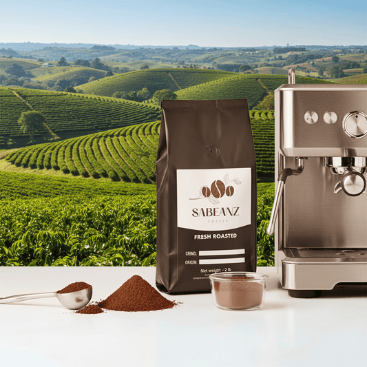 Brazil Santos: Brazil Santos Natural Medium Roast Coffee Ground/Whole Bean - Multiple Sizes - Nutty Chocolate Sweet - Sabeanz Coffee & Tea