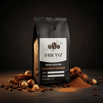 Cinnamon Hazelnut: Blend Medium Roast Coffee Ground/Whole Bean - Multiple Sizes - Spiced Hazelnut Flavor - Sabeanz Coffee & Tea