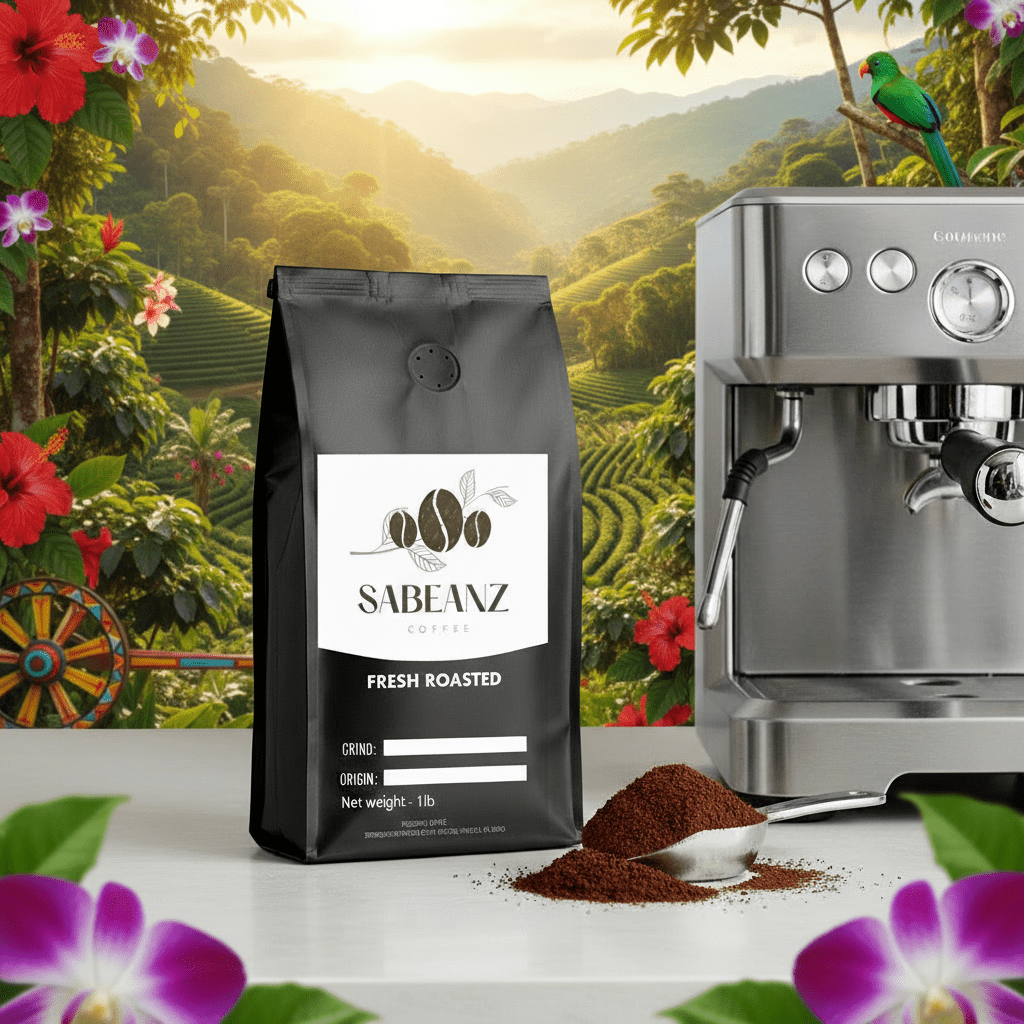 Costa Rica: Tarrazu Light Roast Coffee Beans - Ground/Whole Bean - Multiple Sizes - Bright Citrus & Honey Notes - Sabeanz Coffee & Tea