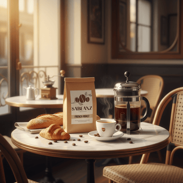 French Roast Coffee: African Single Origin Dark Roast Coffee Ground/Whole Bean - Multiple Sizes - Chocolate Notes - Sabeanz Coffee & Tea
