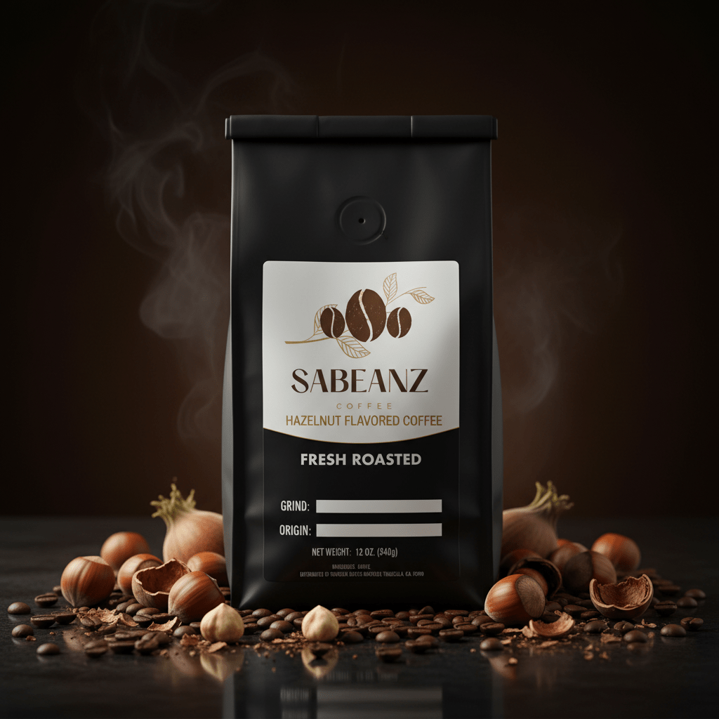 Hazelnut: Blend Medium Roast Coffee Ground/Whole Bean - Multiple Sizes - Nutty Hazelnut Flavor - Sabeanz Coffee & Tea