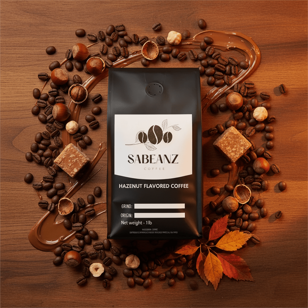 Hazelnut: Blend Medium Roast Coffee Ground/Whole Bean - Multiple Sizes - Nutty Hazelnut Flavor - Sabeanz Coffee & Tea