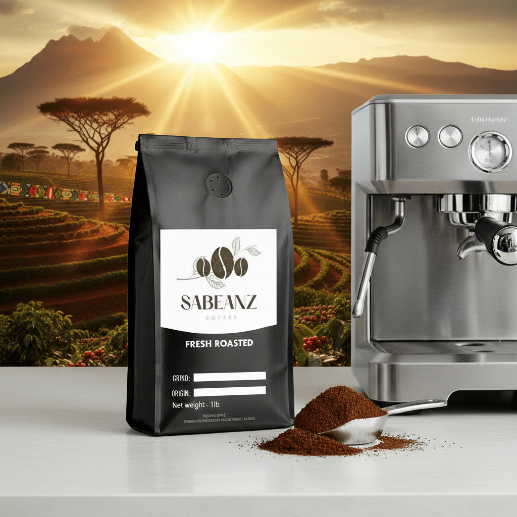 Kenya: Washed Medium - Light Roast Single Origin Coffee Ground/Whole Bean - Multiple Sizes - Citrus Floral Fruity - Sabeanz Coffee & Tea