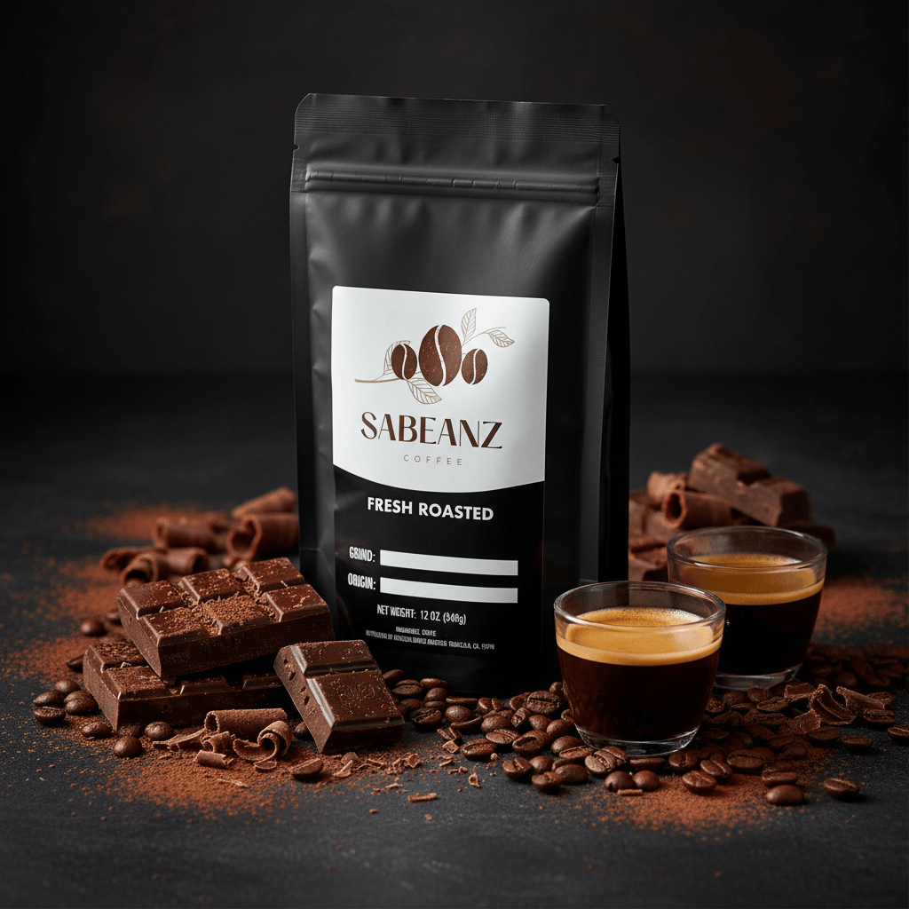 Mocha: Blend Medium Roast Coffee Ground/Whole Bean - Multiple Sizes - Chocolate Espresso Flavor - Sabeanz Coffee & Tea