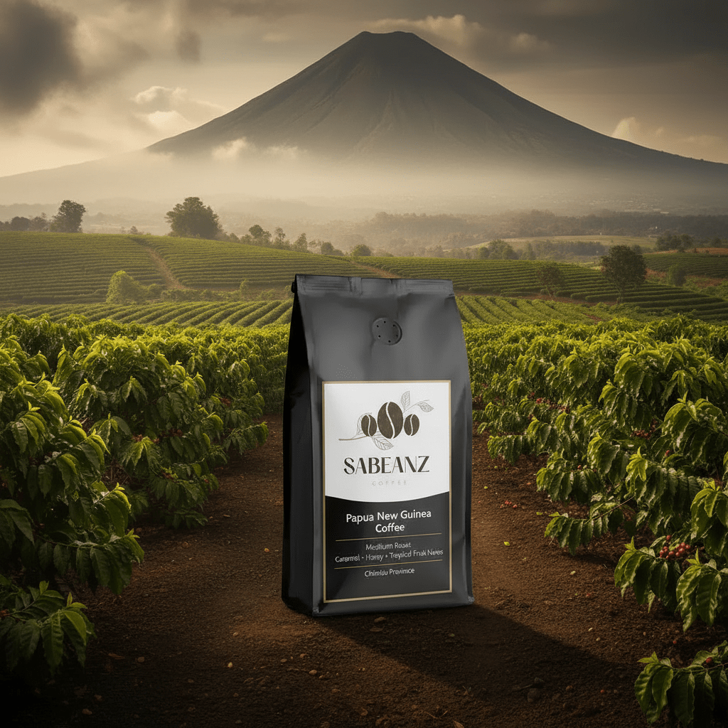 Papua New Guinea Coffee: Washed Medium Roast Single Origin Coffee Whole Bean - Multiple Sizes - Caramel Honey Notes - Sabeanz Coffee & Tea