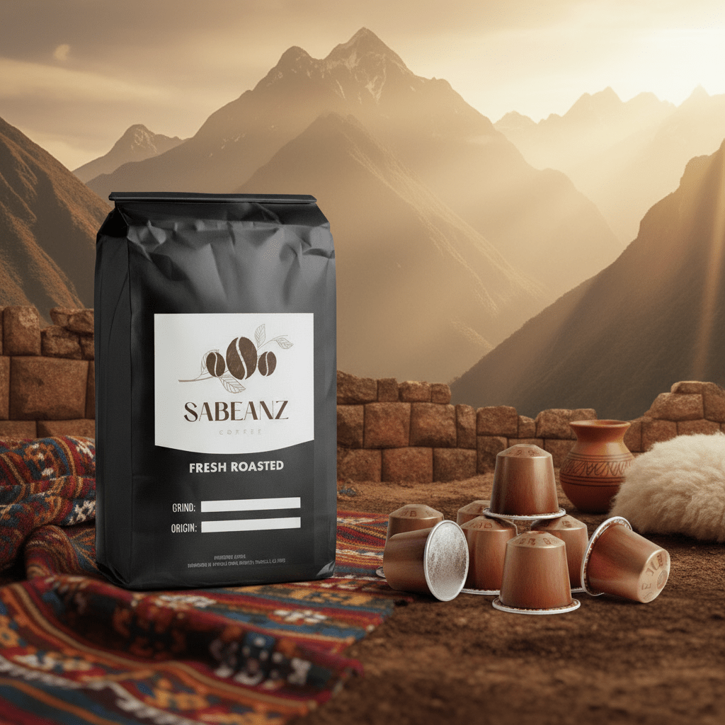 Peru Coffee Pods: Peru Fair Trade Organic Medium Roast Coffee Pods - 12 Pack - Caramel Citrus - Sabeanz Coffee & Tea