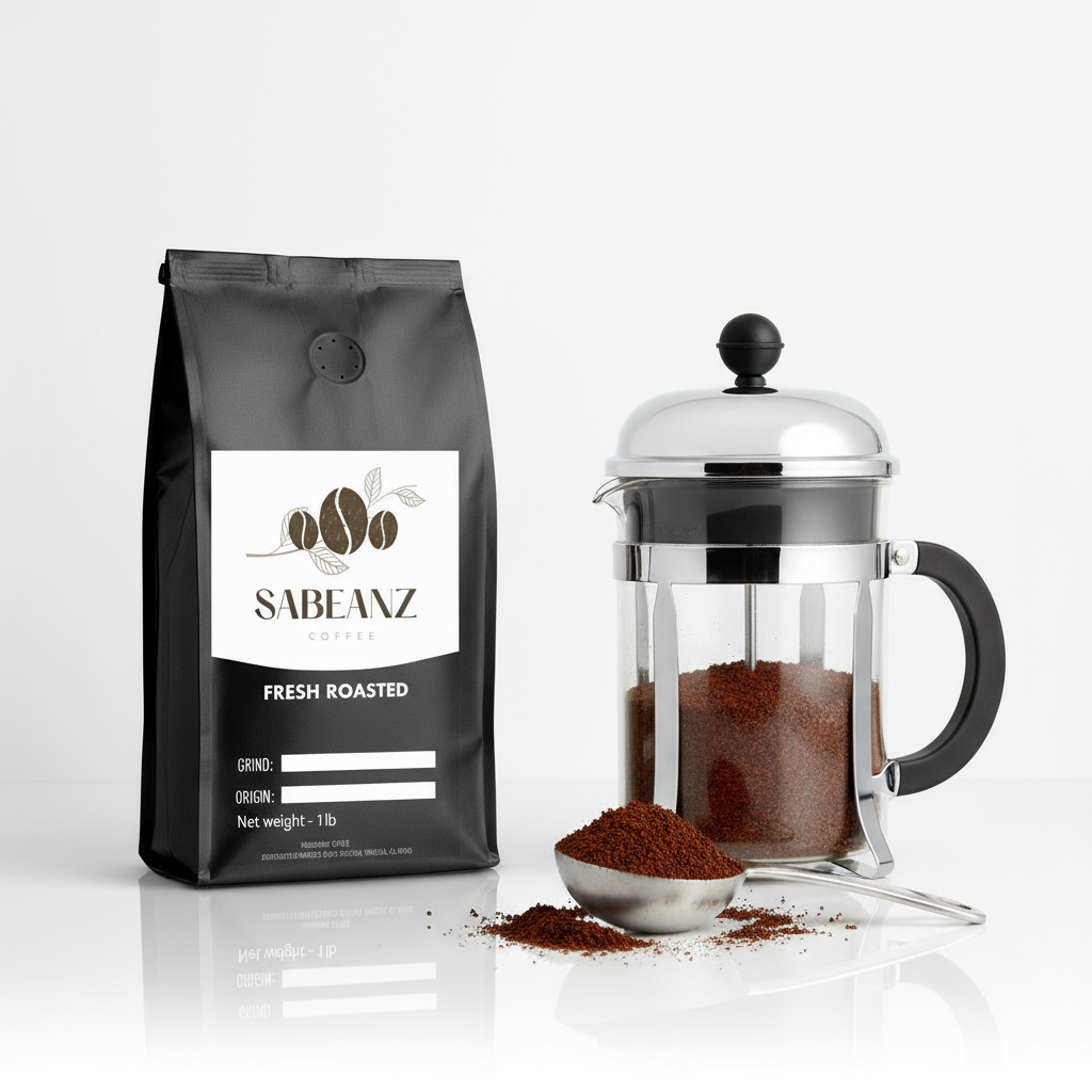 Sabeanz 1lb coarse grind with French press